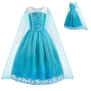 Snow Queen Costume for Girls Snow Queen Halloween Birthday Dress Up for 3-9Y